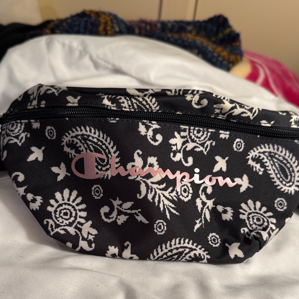 Champion Black and White Paisley Waist Bag